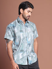 Grey Printed Party Shirt for Men - SF_9039Grey_S