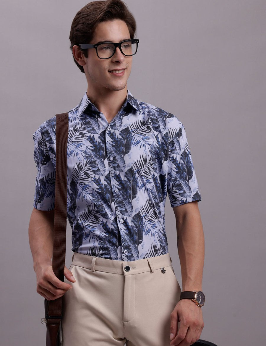 Grey Printed Party Shirt for Men - SF_885Grey_S