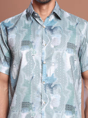 Grey Printed Party Shirt for Men - SF_9039Grey_S