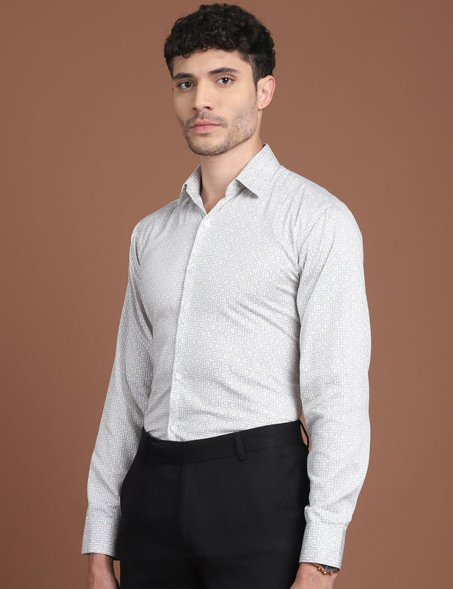 Grey Printed Stylish Shirt for Men - SF_9028Grey_S