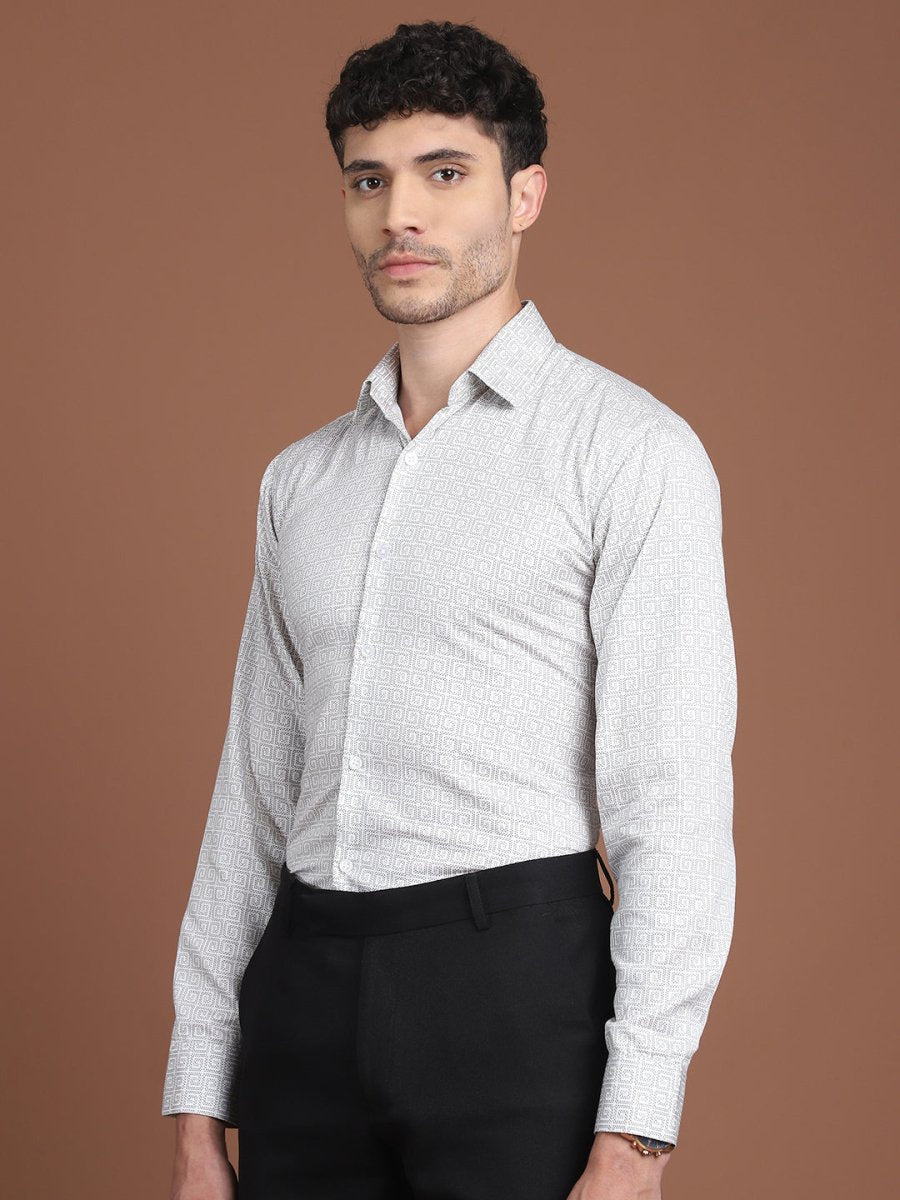 Grey Printed Stylish Shirt for Men - SF_9028Grey_S