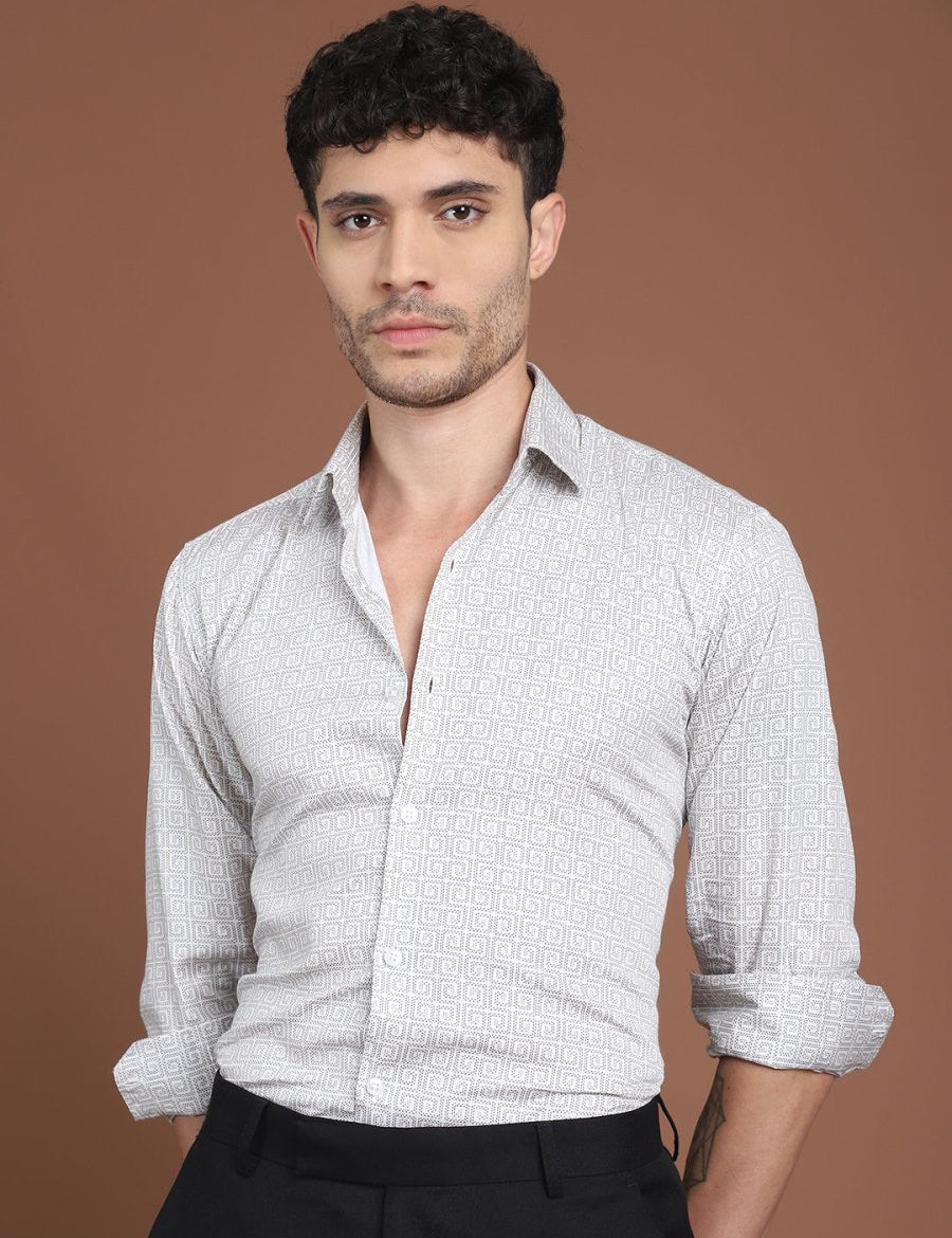 Grey Printed Stylish Shirt for Men - SF_9028Grey_S