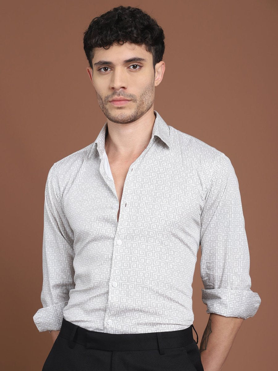 Grey Printed Stylish Shirt for Men - SF_9028Grey_S