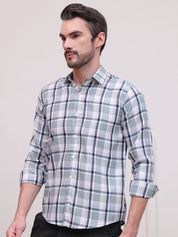 Grey Regular Fit Checks Formal Shirts for Men - SF_9007Grey_S