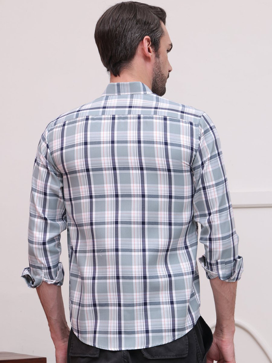 Grey Regular Fit Checks Formal Shirts for Men - SF_9007Grey_S