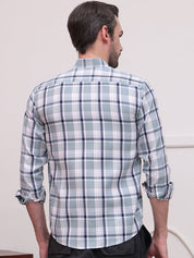 Grey Regular Fit Checks Formal Shirts for Men - SF_9007Grey_S