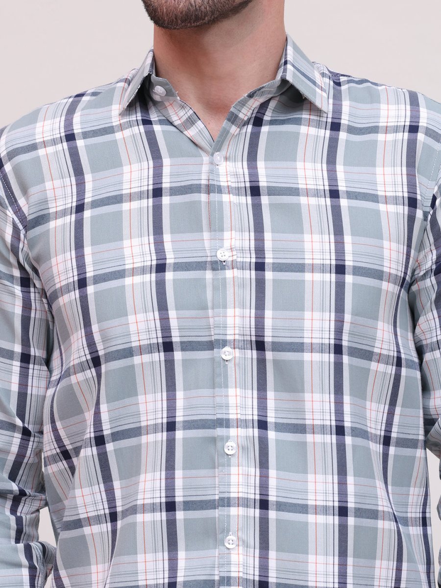 Grey Regular Fit Checks Formal Shirts for Men - SF_9007Grey_S
