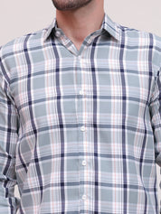 Grey Regular Fit Checks Formal Shirts for Men - SF_9007Grey_S