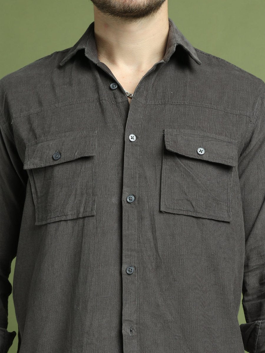 Grey Self Design Cotton Formal Shirt for Men - SF_925Grey_S