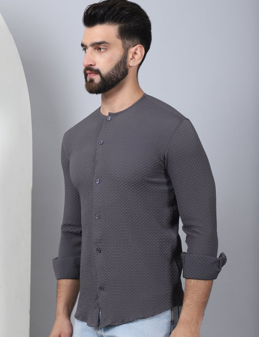 Grey Self Design Cotton Formal Shirt for Men - SF_963Grey_S