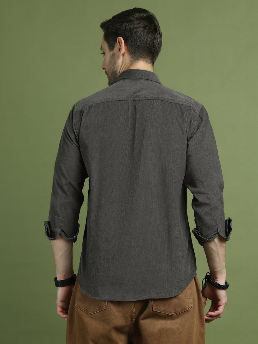 Grey Self Design Cotton Formal Shirt for Men - SF_925Grey_S