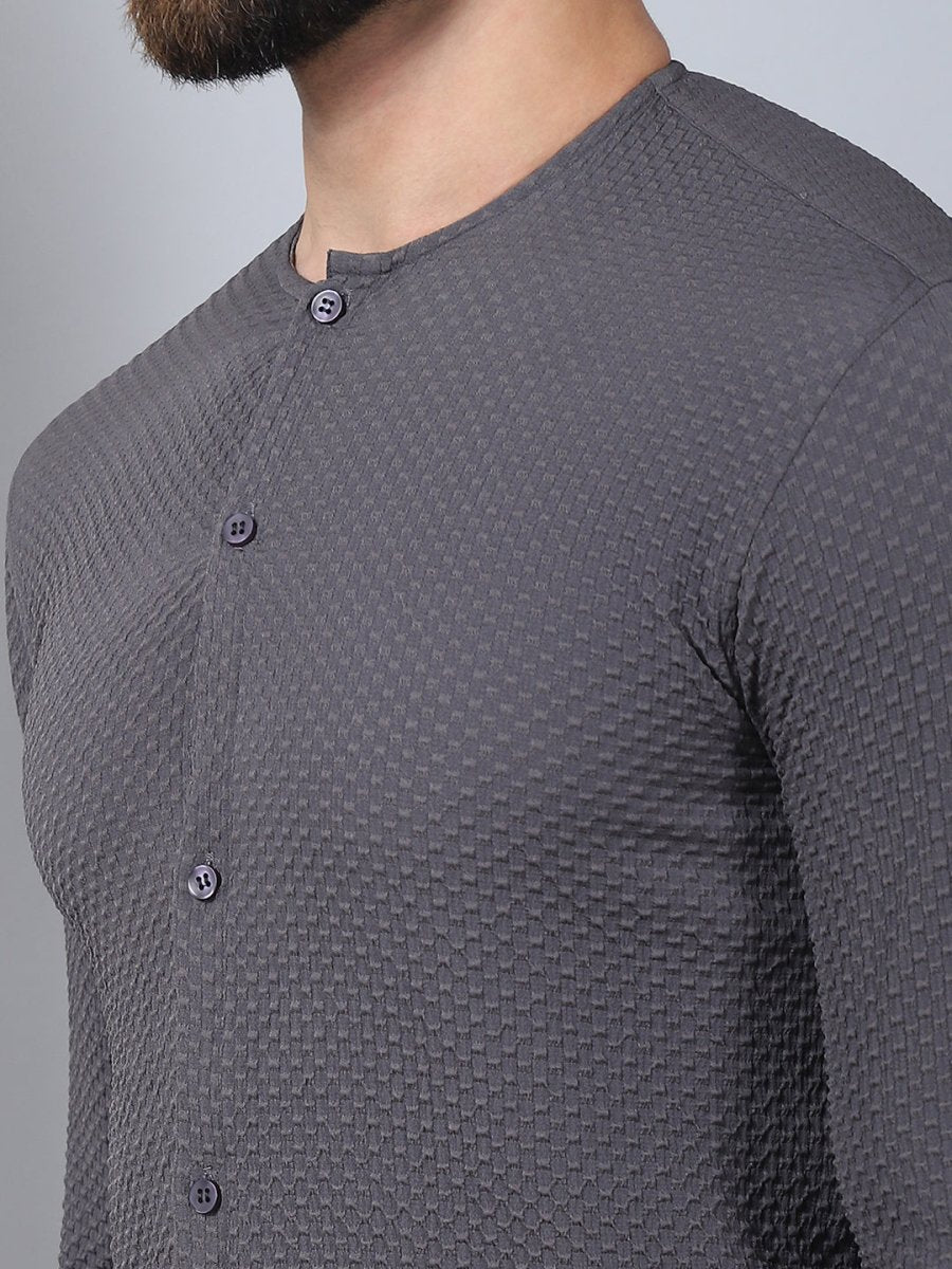Grey Self Design Cotton Formal Shirt for Men - SF_963Grey_S