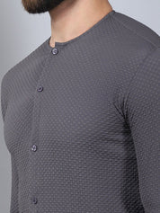 Grey Self Design Cotton Formal Shirt for Men - SF_963Grey_S