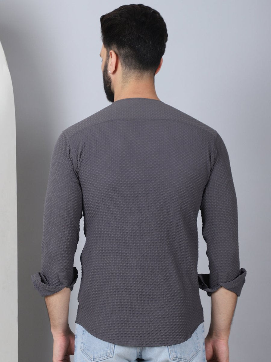 Grey Self Design Cotton Formal Shirt for Men - SF_963Grey_S