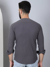 Grey Self Design Cotton Formal Shirt for Men - SF_963Grey_S