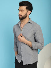 Grey Self Design Cotton Formal Shirt for Men - SF_928Light-Grey_S