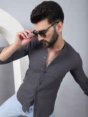 Grey Self Design Cotton Formal Shirt for Men - SF_963Grey_S