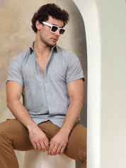 Grey Self Design Party Shirt for Men - SF_944Light-Grey_S