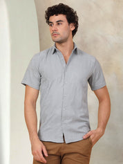 Grey Self Design Party Shirt for Men - SF_944Light-Grey_S