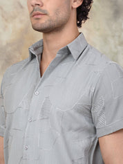 Grey Self Design Party Shirt for Men - SF_944Light-Grey_S