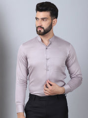 Grey Solid Cotton Formal Shirt for Men - SF_927Light-Grey_S