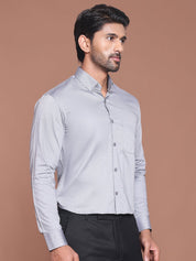 Grey Solid Cotton Formal Shirt for Men - SF_9042Grey_S