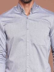 Grey Solid Cotton Formal Shirt for Men - SF_9042Grey_S