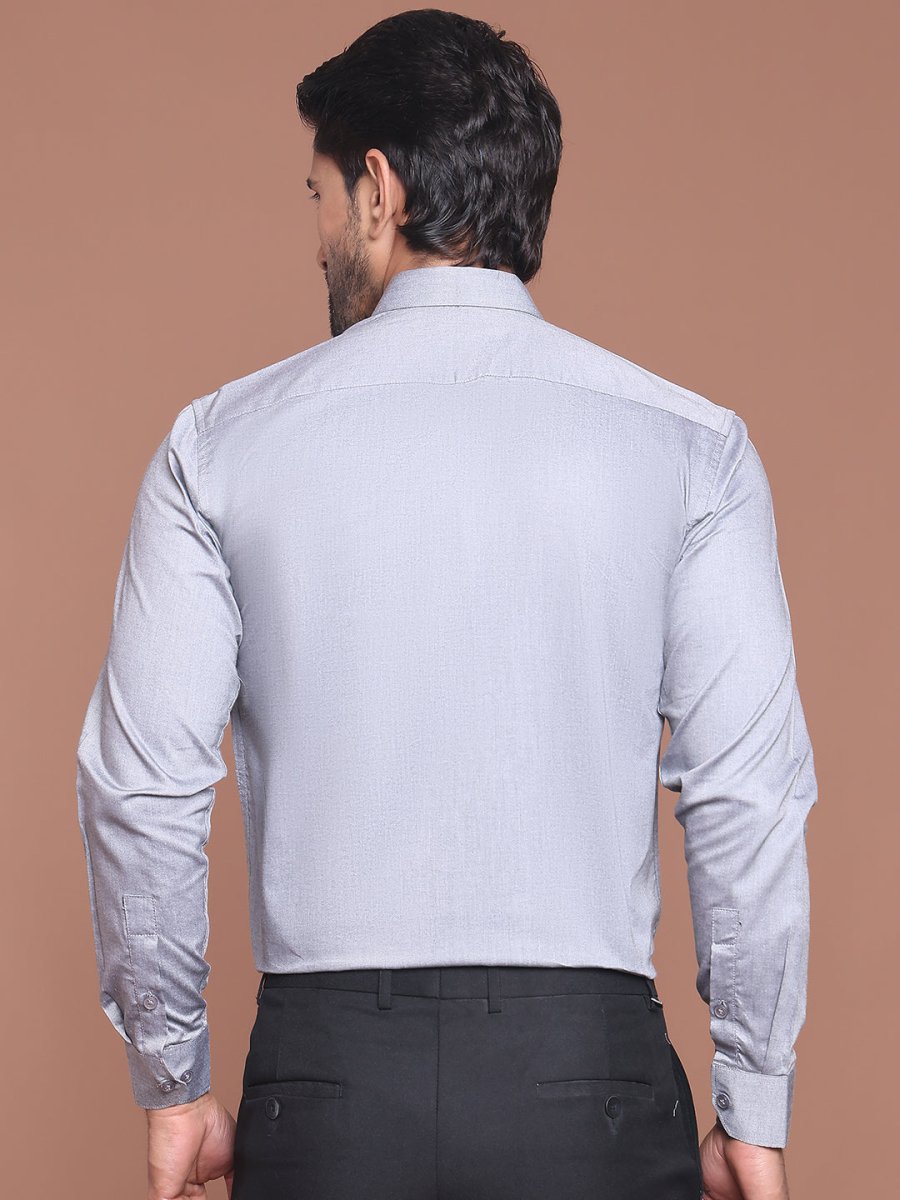 Grey Solid Cotton Formal Shirt for Men - SF_9042Grey_S