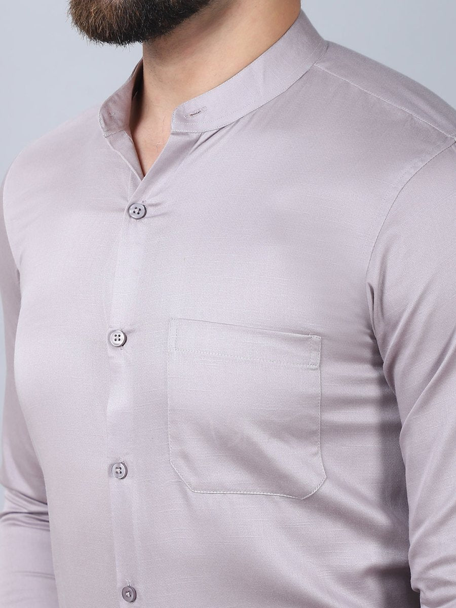 Grey Solid Cotton Formal Shirt for Men - SF_927Light-Grey_S