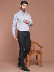 Grey Solid Cotton Formal Shirt for Men - SF_9042Grey_S
