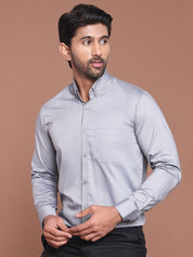 Grey Solid Cotton Formal Shirt for Men - SF_9042Grey_S