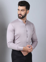 Grey Solid Cotton Formal Shirt for Men - SF_927Light-Grey_S