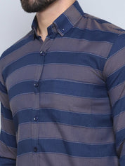 Grey Striped Cotton Shirt for Men - SF_993Grey_S