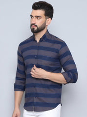 Grey Striped Cotton Shirt for Men - SF_993Grey_S
