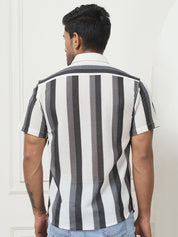 Grey Striped Half Sleeve Shirt for Men - SF_953Grey_S