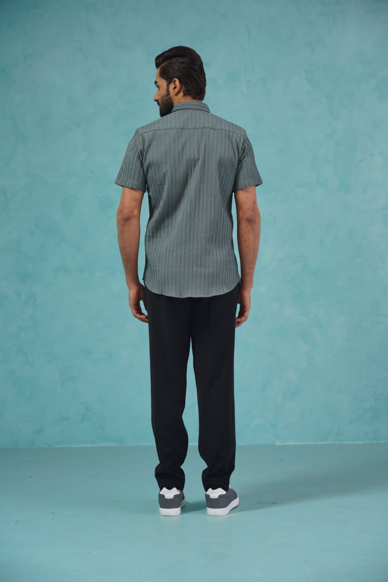Grey Striped Half Sleeve Shirt for Men - SF_899Grey_S