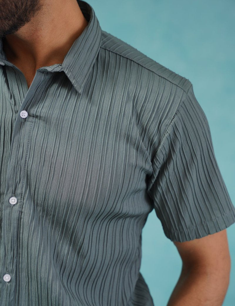 Grey Striped Half Sleeve Shirt for Men - SF_899Grey_S