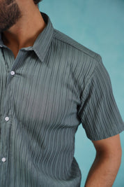 Grey Striped Half Sleeve Shirt for Men - SF_899Grey_S