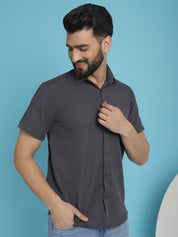 Grey Striped Half Sleeve Shirt for Men - SF_921Grey_S