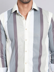 Grey Striped Party Shirt for Men - SF_999Grey_S
