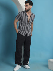 Grey Striped Party Shirt for Men - SF_931Grey_S