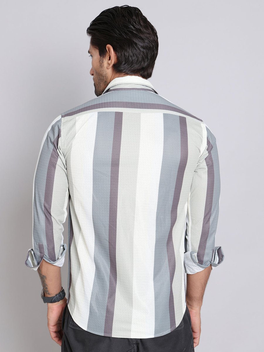 Grey Striped Party Shirt for Men - SF_999Grey_S