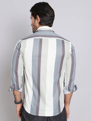 Grey Striped Party Shirt for Men - SF_999Grey_S