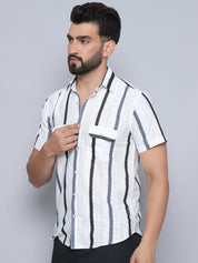 Grey Striped Party Shirt for Men - SF_995Grey_S