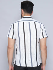 Grey Striped Party Shirt for Men - SF_995Grey_S