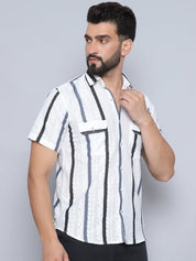 Grey Striped Party Shirt for Men - SF_995Grey_S