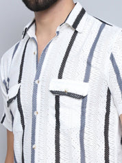 Grey Striped Party Shirt for Men - SF_995Grey_S