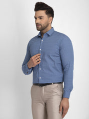 Indian Needle Blue Men's Cotton Printed Formal Shirts - SF_428Blue_S