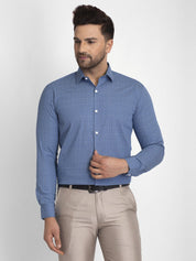 Indian Needle Blue Men's Cotton Printed Formal Shirts - SF_428Blue_S