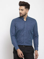 Indian Needle Blue Men's Cotton Solid Button Down Formal Shirts - SF_753Teal_S